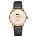 RADO☆ラドー☆Coupole Classic☆クポールクラシック☆自動巻き☆80時間ロングパワーリザーブ☆ステンレススティールケース(ピンクゴールドPVD)☆ブラウンレザーストラップ☆アイボリーダイアル,ダイヤ付き☆37,7ミリ☆5気圧防水☆R22861765【あす楽】