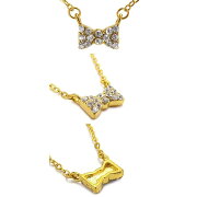 パヴェジルコニアネックレス/ペンダント/アクセサリーリボンパヴェネックレスぷっくりリボンZNVY0156YG/YELLOWGOLD【あす楽対応_関東】【あす楽対応_近畿】【ILOVEBRAND/楽天】【P15Aug15】【RCP】
