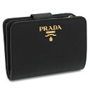 プラダ 折財布 レディース 1ML018 ZLP F061H 二つ折り財布 コンパクト財布 サフィアーノ マルチカラー レザー ブラック+ピンク 黒 PRADA SAFFIANO MULTI COLOR【2022年秋冬新作】