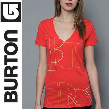 ■即日発送■ BURTON バートン The Pieces V-Neck Tee in Electro Red VネックTシャツ・スノボーで人気のブランド 【正規品取扱店舗】
