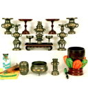 仏具 御仏具セット 【 花鳥セット(21具足) 】 3.5寸 古代色 お手入れセット入 【送料無料】