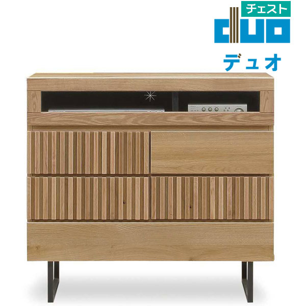 チェスト リビングボード リビング収納 幅88cm 脚付き 木製 ナラ材 ナチュラル サイドボード 引き出し 格子 内脚 おしゃれ 88チェスト デュオ