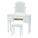 姫系 白家具 プリンセス 椅子付 鏡台 ミラーセット ドレッサーセット MD-6145WH-S