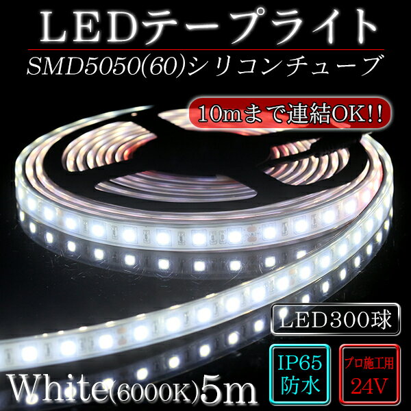 LEDテープ　シリコンチューブSMD5050(60)24VWhite（ホワイト）5m ※点…...:illumica:10000909