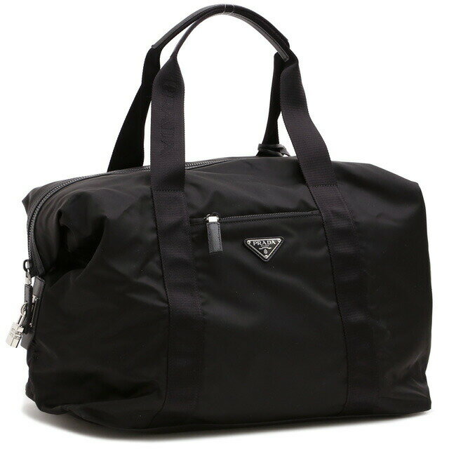 ＼クーポン5%OFF／プラダ／PRADA 南京錠付き・Re Nylon xサフィアーノレザー・2WAYボストン・トラベルバッグ・旅行鞄(ブラック)2VC796 TESSUTO+SAFFIANO(2DMH)NERO[返品OK]
