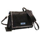 【!タイムセール10%OFF】プラダ/PRADAスタッズ×ヴィンテージレザー斜め掛けショルダーバッグ(ブラック)1BD082 GLACE CALF(PEO)NERO*ASTRALE