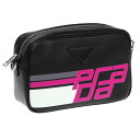 【目玉商品タイムセール】プラダ/PRADA斜めがけレザーショルダーバッグ(ブラック×フューシャ)1BH093 CITY CALF(2OMA)NERO+FUXIA