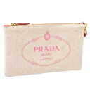【目玉商品+CP5%OFF】プラダ/PRADAロゴデザイン・リストレット付きキャンバスポーチ・トラベルポーチ・クラッチバッグ(ナチュラル×ベゴニア・ピンク)1NH018 MISTOLINO(ZPX)NATURALE+BEGONIA