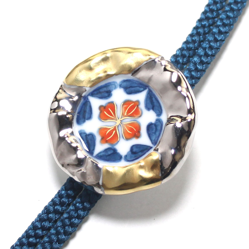 伊万里焼メンズループタイ【工房限定オリジナル商品】金やプラチナで縁取りした唐草文様。【楽ギフ_包装選択】【楽ギフ_メッセ入力】父に贈る伊万里焼ループタイ！