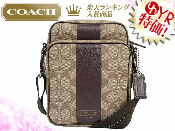 コーチ COACH★レビューを書くと送料無料！バッグ(ショルダーバッグ)F70078 カーキ×ブラウン ヘリテージ ストライプ ショルダー バッグ アウトレット品激安%OFF！メンズレディース バック 【MR】