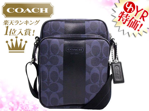 コーチ COACH★レビューを書くと送料無料！バッグ(ショルダーバッグ)F70589 ダークネイビー×ネイビー ヘリテージ ストライプ シグネチャー フライト バッグ アウトレット品激安%OFF！メンズレディースバック