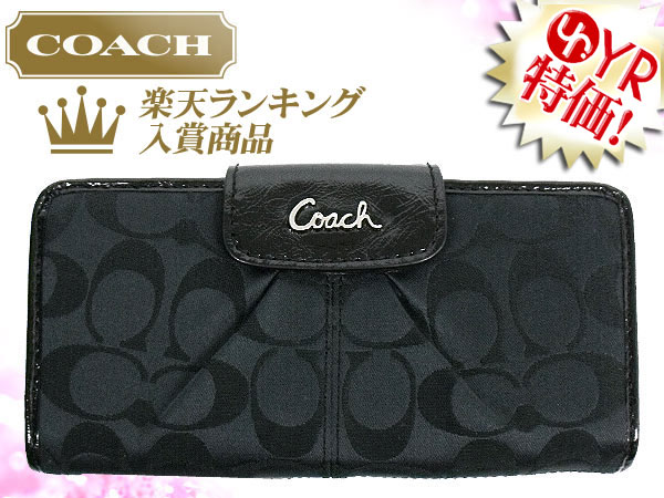 コーチ COACH★レビューを書くと送料無料！財布(長財布)F46161 ブラックグレー×ブラック アシュリー シグネチャー サテン スリム エンベローブ アウトレット品激安%OFF！レディース