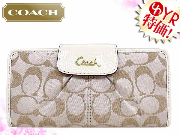 コーチ COACH★レビューを書くと送料無料！財布(長財布)F46161 ライトカーキ×アイボリー アシュリー シグネチャー サテン スリム エンベローブ アウトレット品激安%OFF！レディース【mcd1207】【RCPmara1207】