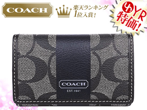 コーチ COACH★小物(キーケース)F62088 ブラック×ホワイト ヘリテージ シグネチャーストライプ 6連 キーケース アウトレット品激安%OFF！メンズレディースセール SALE 通販★59％OFF★★楽天ランキング入賞!1位★☆★コーチ COACH 楽天最安値級！激安★夏セール★☆8/21PM23:59まで