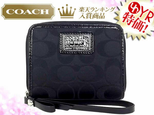 コーチ COACH★レビューを書くと送料無料！財布(二つ折り財布)F48148 ブラック×ブラック デイジー ポピー シグネチャー サテン ミディアム ジップ アラウンド アウトレット品激安%OFF！レディース【楽ギフ_包装】セール SALE【母の日 ギフト】