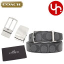 コーチ COACH 小物 ベルト F65242 チャコール×ブラック 特別送料無料 コーチ ドレス プラーク カット トゥ サイズ シグネチャー リバーシブル ベルト 3点セット (ボックス付き) アウトレット品メンズ ブランド 通販 2020 秋 あす楽