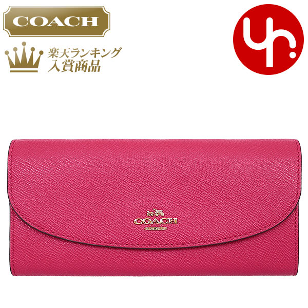 コーチ COACH 財布 長財布 F54009 ブライトピンク 特別送料無料 コーチ ラグジュアリー クロスグレーン レザー スリム エンベロープ アウトレット品激安 レディース ブランド セール 通販 SALE L型 2017 母の日 長財布 タイムセール 楽天カード分割 #YR あす楽