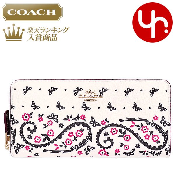 コーチ COACH 財布 長財布 F59063 チョーク×ブライトピンク 特別送料無料 コーチ バタフライ バンダナ プリント コーテッド キャンバス アコーディオン ジップ アラウンド アウトレット品激安 レディース ブランド セール 通販 SALE 母の日 タイムセール あす楽