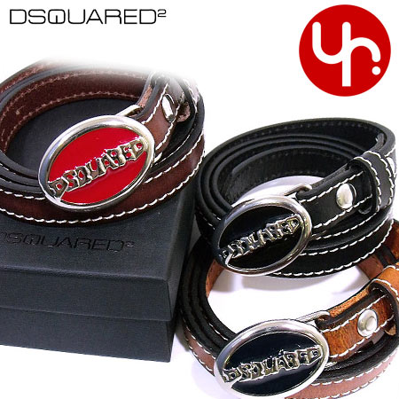 ディースクエアード DSQUARED★アクセサリー(ベルト)71TP096-08018-024 ミニオーバルラウンドロゴバックルステッチ入りレザー細ベルト(S,M,L)ブティック ブティック激安%OFF！メンズ【Aug08P3】