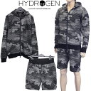 ハイドロゲン HYDROGEN セットアップ パーカー 上下セット ハーフパンツ リフレックス カモフラージュ 240606/240612-857 BLACK CAMOUFLAGE