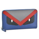 【6.17RSS】フェンディ/FENDI 財布 メンズ MONSTER ラウンドファスナー長財布 ブルー×グレー 7M0210-O79-F07T3