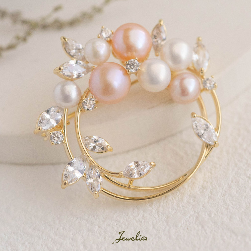 Jeweliss <strong>淡水パール</strong> <strong>ブローチ</strong> エンシーナ Ensina 真珠 サークル コサージュ ピンク ギフト レディース アクセサリー プレゼント セレモニー ジュエリス □ 本州送料無料 即納