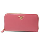 プラダ　PRADA　財布　レディース　1ML506 QWA F0505　ラウンドファスナー長財布　SAFFIANO METAL　PEONIA　ピンク