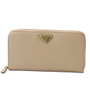 プラダ PRADA 財布 レディース 1ML506 QHH F0770 ラウンドファスナー長財布 SAFFIANO TRIANGOLO CAMMEO ベージュ