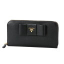 プラダ PRADA 財布 レディース 1ML506 ZTM F0002 ラウンドファスナー長財布 SAFFIANO FIOCCO NERO ブラック