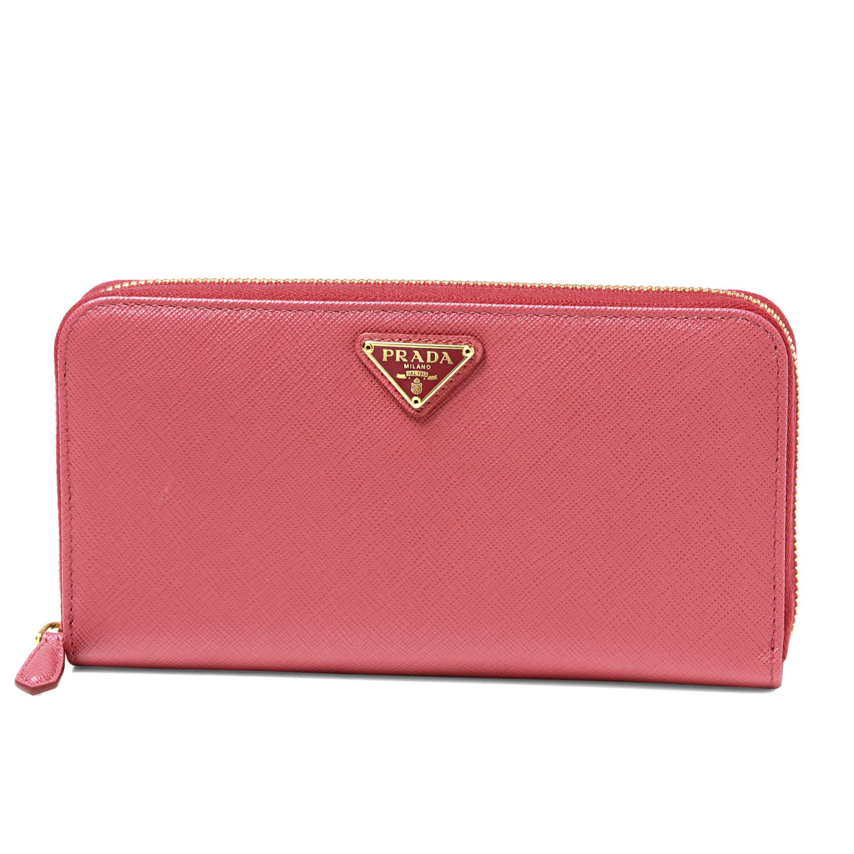 プラダ PRADA 財布 レディース 1ML506 QHH F0505 ラウンドファスナー長財布 SAFFIANO TRIANGOLO PEONIA ピンク