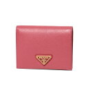 プラダ PRADA 財布 レディース 1MV204 QHH F0505 二つ折り財布 SAFFIANO TRIANGOLO PEONIA ピンク