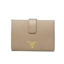 プラダ PRADA 財布 レディース 1MV026 QWA F0236 二つ折り財布 SAFFIANO METAL CIPRIA ベージュ