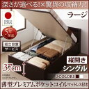 組立設置付 国産跳ね上げ収納ベッド Clory クローリー 薄型プレミアムポケットコイルマットレス付き 縦開き シングル 深さラージ日本製ベッド 国産ベッド 日本製 高級ベッド