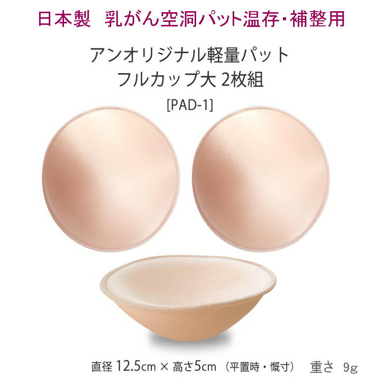 乳がんパット 日本製軽量フルカップ大2枚組 アンオリジナル術後 乳ガン 乳癌 乳がん用 全摘 再建 温存 補整