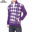 バーバリーブラックレーベル(BURBERRY black label)ニット ダイヤ柄ニット〈紫系〉(86112-38)パープル メンズ