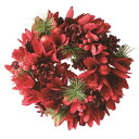【送料無料】クリスマスリース 飾りリース グリッター レッドreath-Glitter Red Wood Flower S