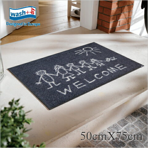 玄関マット屋内 屋外（デザインマット） 土足用 洗えます Welcome Sunny Side 50cmX75cm