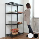 【在庫限り・入荷無し】スチールラック 4段 メタルメッシュラック 幅90cm ( 送料無料 ラック スチール シェルフ スチールシェルフ スチール棚 メッシュ棚 幅 90 収納棚 収納ラック 棚 テレビ台 レンジ台 本棚 シンプル 黒 白 )【39ショップ】