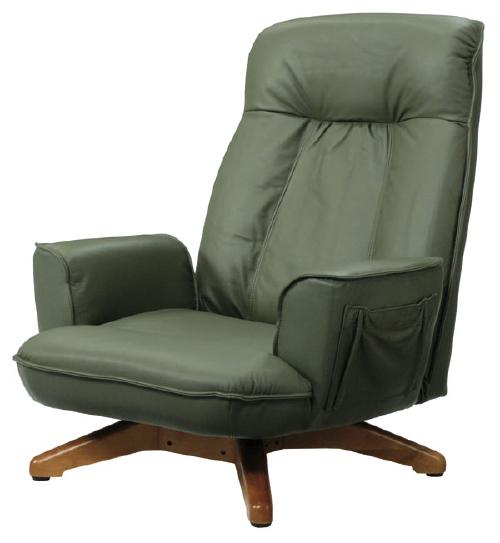 【送料無料】高級座椅子本革張（一部合成皮革）グリーン