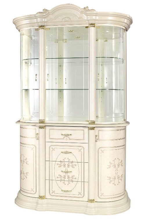 サルタレッリ フローレンス 飾り棚 幅130 【送料無料】 SFLI-505-IV キャビネット ガラス 扉付き ディスプレイラック リビングボード カップボード 家具 輸入家具 イタリア家具 姫系 SFLI505-IV SFLI-505IV