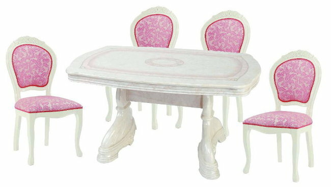 サルタレッリ アマルフィ ダイニングセット 5点 幅145 【送料無料】 白家具 SAMI-617-IV SAMI-618-IVP ダイニングテーブルセット ダイニングテーブル 4人 テーブルセット テーブル 家具 輸入家具 イタリア家具 姫系