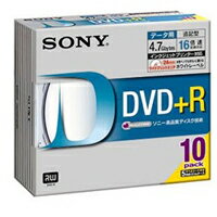 データ用DVD+Rディスク 白色プリンタブル 16倍速対応 10枚パック 5ミリケース　ソニー 10DPR47HPSH 【10Aug12P】