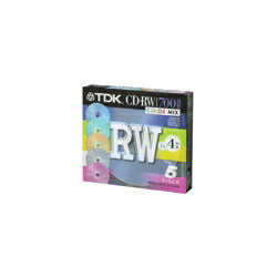 CD-RW 700MB 1〜4x対応 カラーミックス5枚 5mmケース TDK CD-RW80X5CCS 【10Aug12P】