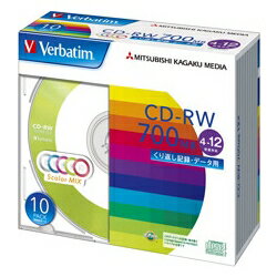 CD-RW 700MB PCデータ用 12倍速 5枚スリムケース入り カラーミックス　三菱化学メディア SW80EM10V1 【10Aug12P】