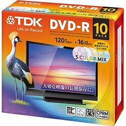 DVD-R 録画用 120分 1-16X CPRM対応 カラーミックス 5mmスリムケースX10枚入 TDK DR120DMC10UE 【09Jul12P】