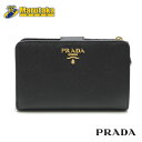 プラダ L字ファスナー 2つ折り 財布 サフィアーノ ブラック 1ML018 PRADA 内側ピンク系 コンパクト ウォレット 逸品質屋 丸高【中古】【送料無料】