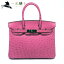 【スマートフォンエントリーでポイント10倍】235283【中古】【HERMES】【エルメス】バーキン30 オーストリッチ フューシャピンク □H刻 シルバー金具 ハンドバッグ 2004年製
