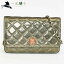 306176【送料無料】【中古】【CHANEL】【シャネル】チェーンウォレット マトラッセライン サテン ブロンズ斜めがけ ポシェット チェーンショルダーバッグ 二つ折り長財布