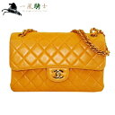 【2,400円OFFクーポン利用可】【枚数限定 2月25日0:00から】345782【中古】【CHANEL】【シャネル】Wチェーンショルダーバッグ マトラッセ ラムスキン イエロー