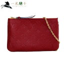 355944【新品同様】【LOUIS VUITTON】【ルイ・ヴィトン】ポシェット・ドゥーブル ジップ モノグラム・アンプラント チェリーベリー M68574